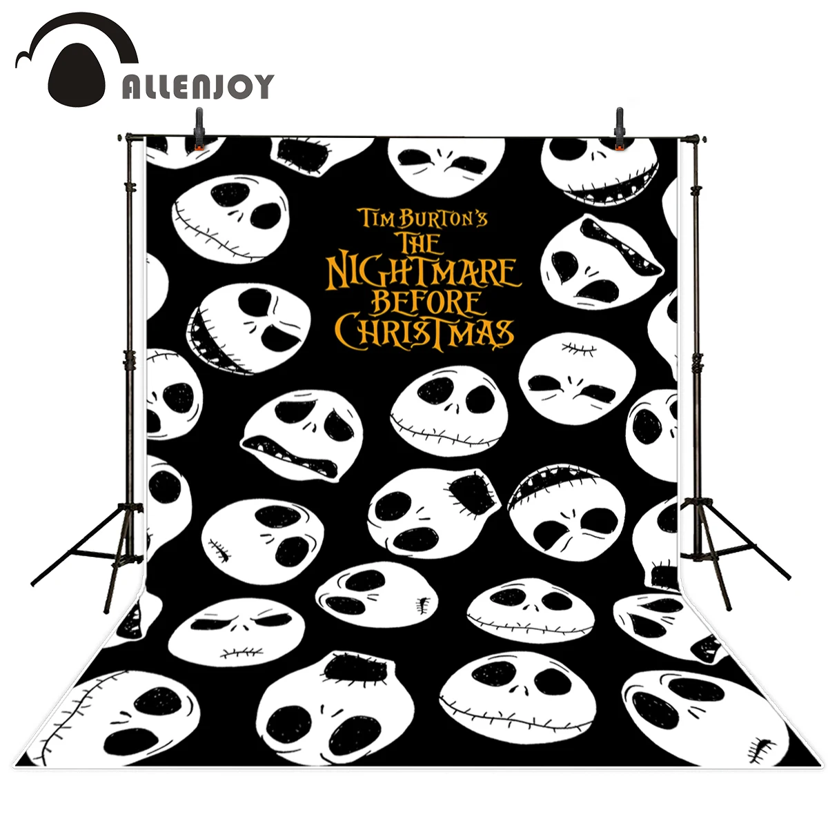 

Allenjoy vinyl backdrops for photography Black Halloween Horror Skull Custom photo background for photographic studio