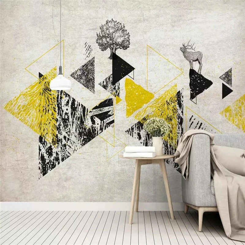 

Decorative wallpaper Northern Europe contracted style modern triangle geometry elk mural background wall