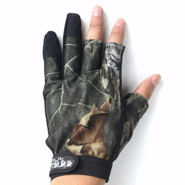 Camouflage Fishing Gloves Half-Finger Three Five Fingers Cut Professional Night Lure Glove Anti-skidding
