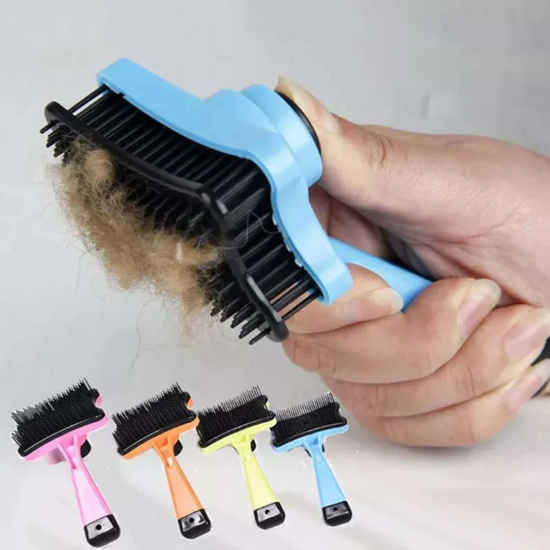 Portable Pet Dog Cat Hair Fur Shedding Trimmer Grooming Professional Pushable Comb Brush Beauty Tool