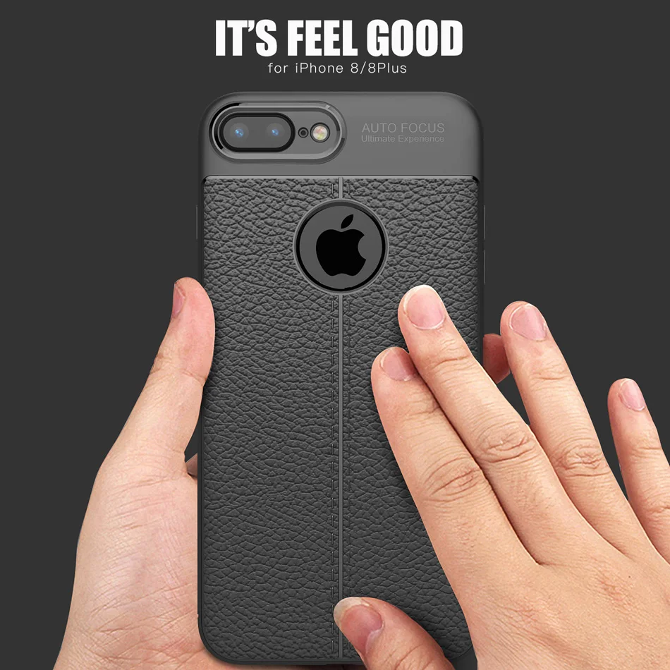 KOLPLER soft  Cases for iphone 8 Plus case cover silicone black cover for iphone se 8 8Plus case luxury Litchi Leather phone bag