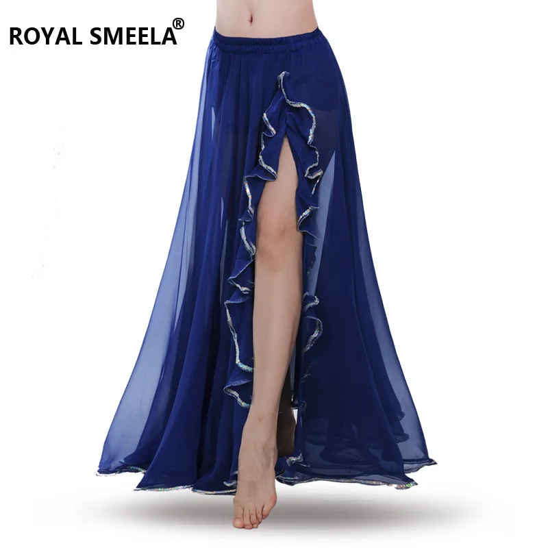 Lotus leaf belly dance skirt women belly dancer costume chiffon practice skirts slit bellydance skirts belly dancing skirt long