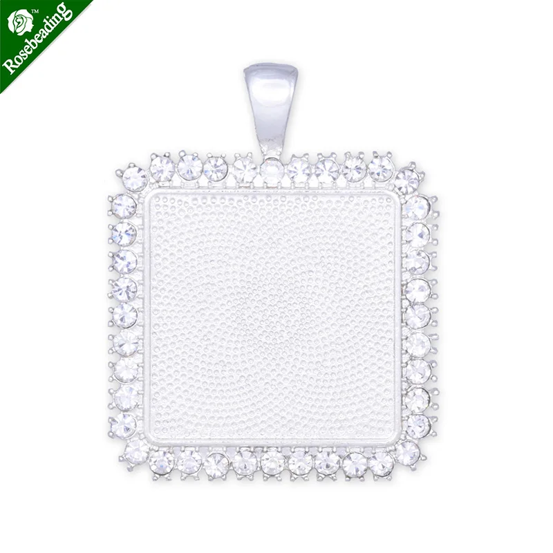 10pcs 20mm square zinc alloy Rhinestone Pendant,Rhinestone Claw Pendant Tray,Pendant Blank Bases