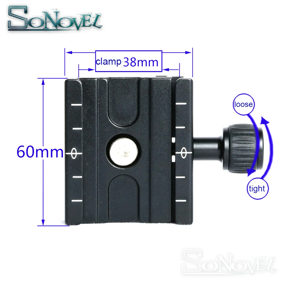60x38 มิลลิเมตร QR-60 Quick release Clamp Adapter กับ Gradienter สำหรับขาตั้งกล้องขาตั้งกล้อง Arca Swiss RRS Wimberley