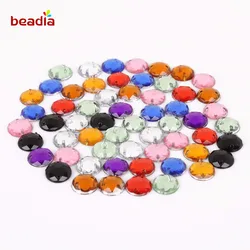 10mm 100Pcs Round Rhinestones 2 Holes Flatback Acrylic Sew On Rhinestone For DIY Apparel Sewing Supplies Wedding Dress Clothes