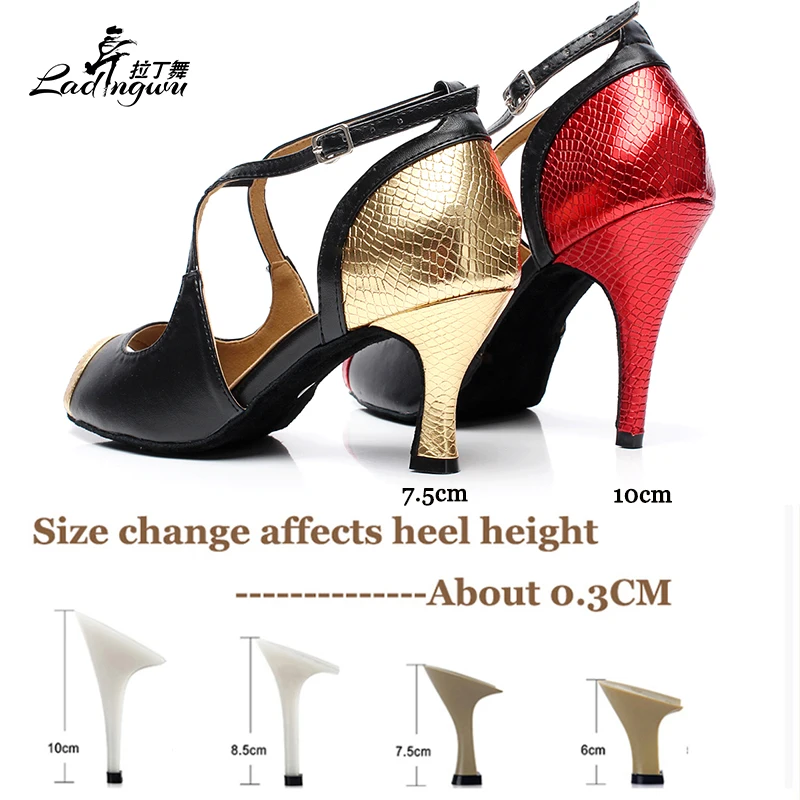 Women\'s Shoes Leatherette PU Soft Bottom Ballroom Dance Party Dance Shoes Performance shoes Golden/red High Heels