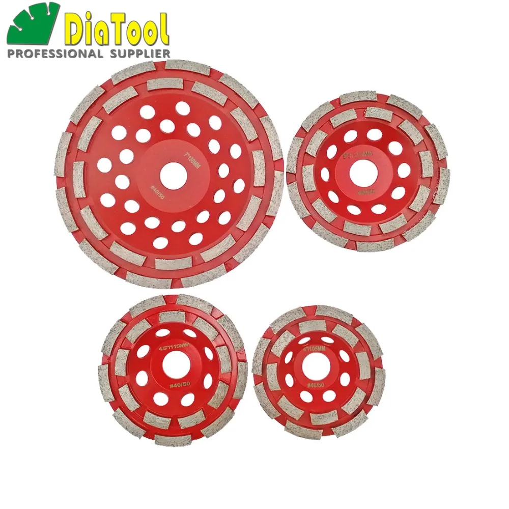 DIATOOL 2 pcs 4.5 "Diamante Doppia Ruota Tazza di Fila Per Calcestruzzo Materiale Abrasivo, 115 millimetri Mola, foro di 22.23 millimetri