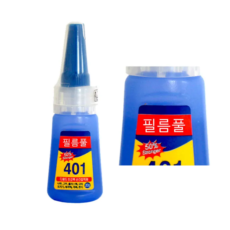 Korea Multifunction 401 Instant Super Glue 20g Super Liquid Glue Home Office School Nail Beauty Products Suitable for Wood Plast