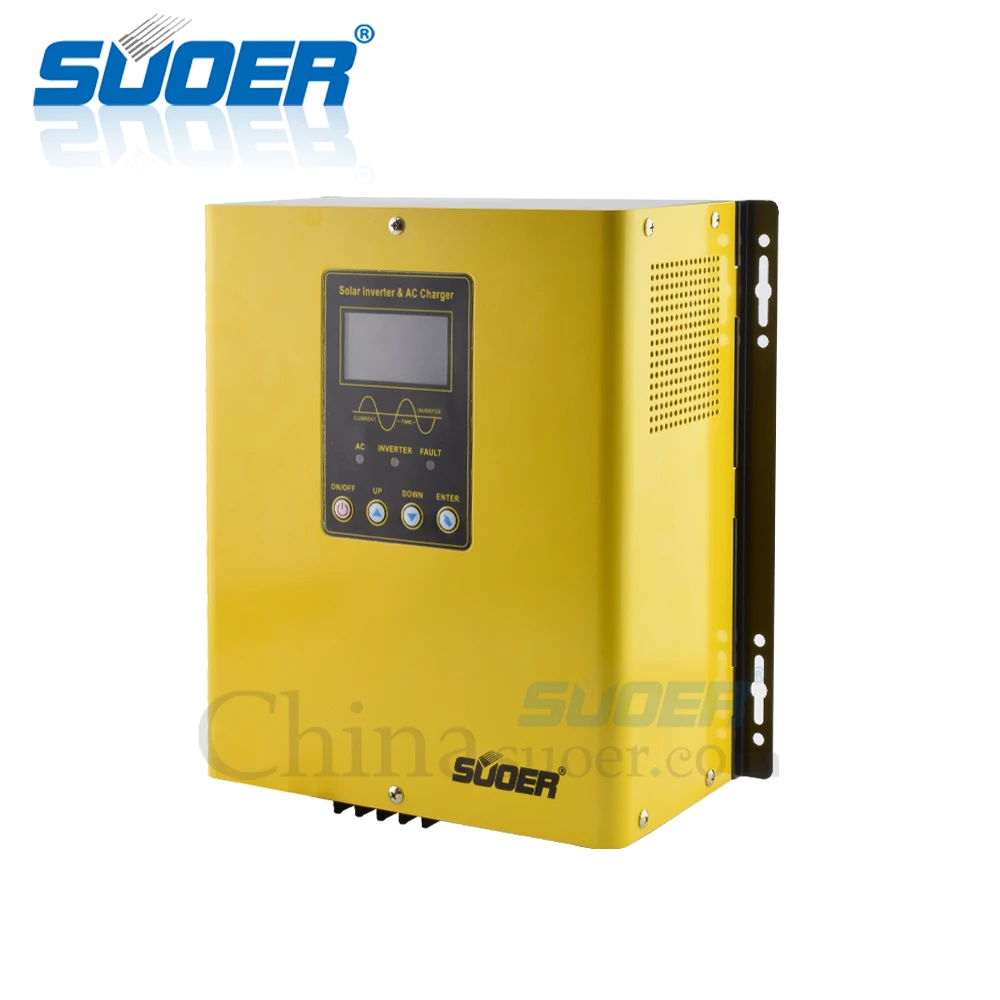 Suoer【 Hybrid Inverter 】 Low Frequency 12V DC to 220V AC 1000W Pure Sine Wave 30A PWM ControllerWith AC Charger 20A(PL-1KVA)