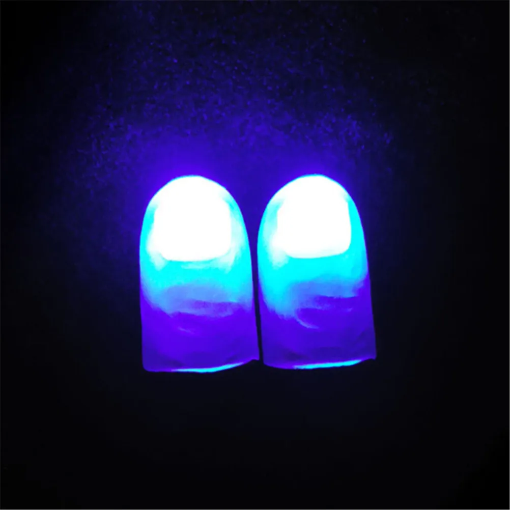 2Pcs Funny Magic Trick Props LED Light Flashing Fingers Kids Amazing Fantastic Glow Toys Children Luminous Gifts  Random