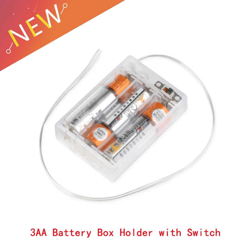 10/5Pcs 3 AA Battery Holder Box Case With Switch New 3 AA Battery Holder Box Case With On-Off  Switch Wire