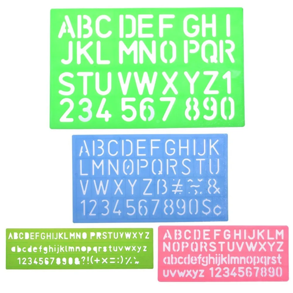 XRHYY Assorted Colors Plastic Letter and Alphabet Stencil Sets Drawing Template Plastic Lettering Guide Set