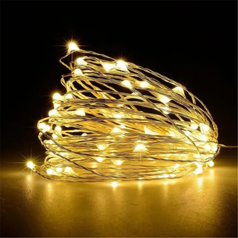 5M 50leds / 10M 100leds Silver Wire Garland USB LED String lights Holiday For Fairy Christmas Wedding Party Decoration