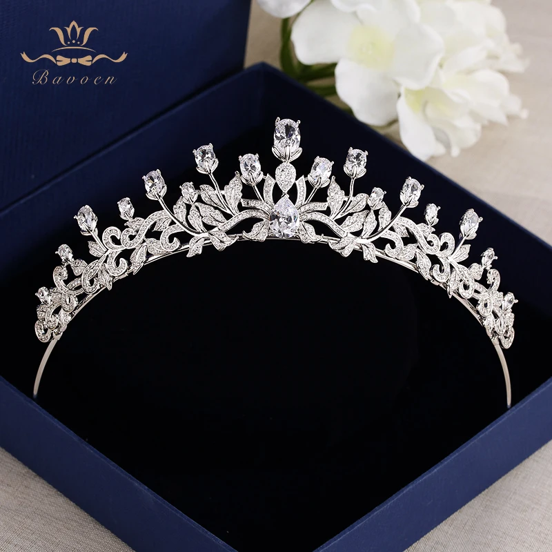 Sparkling Clear Zircon Brides Crowns Tiaras Crystal Hairbands Wedding Hair Accessories Prom Hair Jewelry Gift