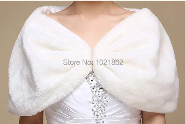 Mulia WEISS Bulu Bolero-Manik-manik Pernikahan Pengantin Selendang Cape Faux Fur (Gambar Warna bahu dan Bahu 38-42 Cm)