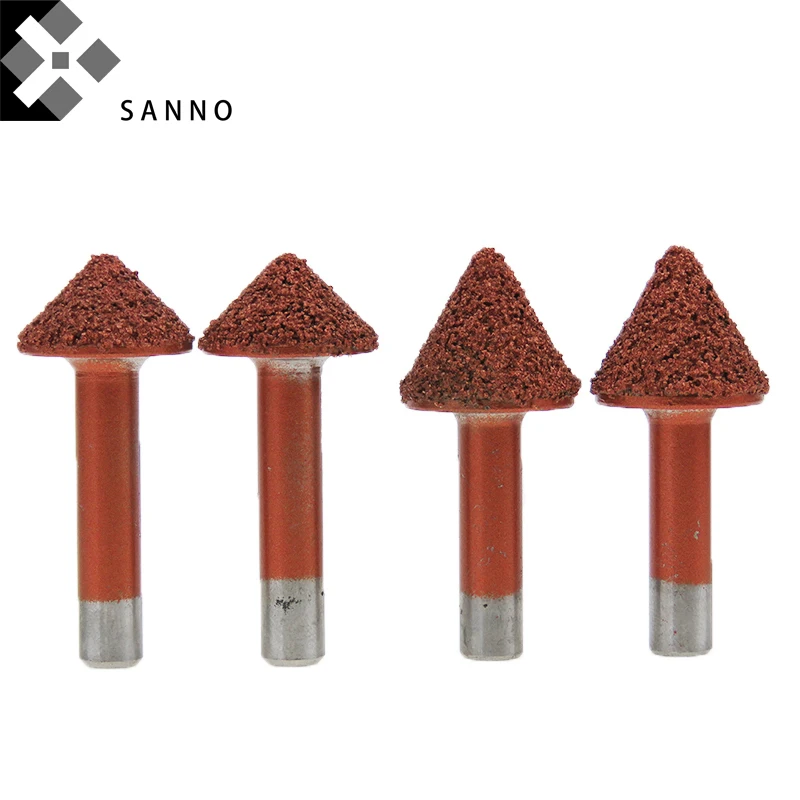 10 Piece CNC braze diamond V shape stone carving machine cutter two-sides mushroom engraving tools for granite marble stone