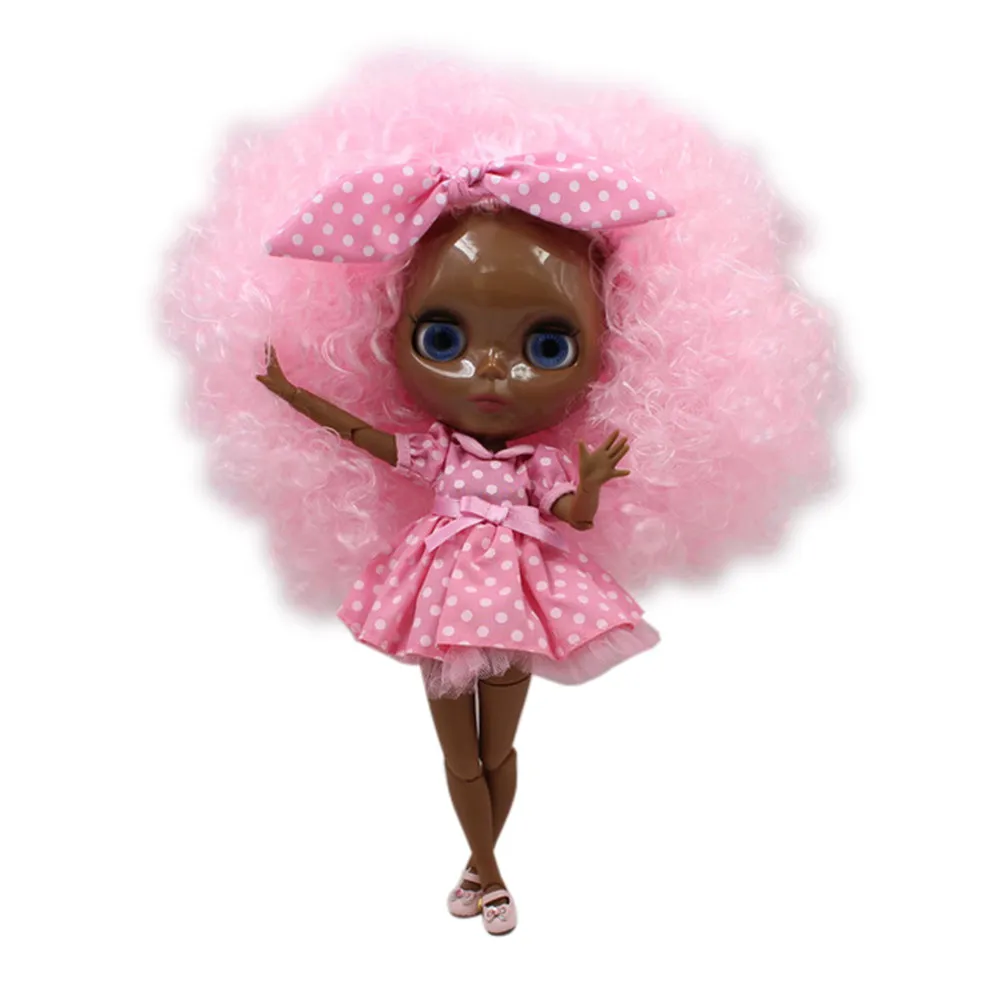 ICY DBS blythe Doll super black skin tone dark skin black mix big pink hair joint body 280BLQE1261/6 bjd