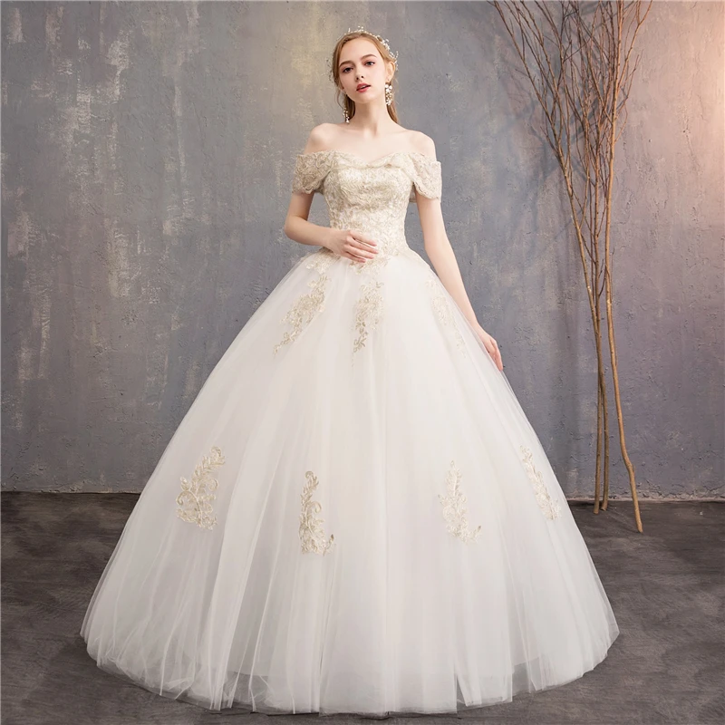 Vlnuo Nisa Trắng Voan Áo Cưới Đẹp Champagne Thêu Appliques Ren Cô Dâu Váy Thanh Lịch Đầm Vestido De Noiva 30