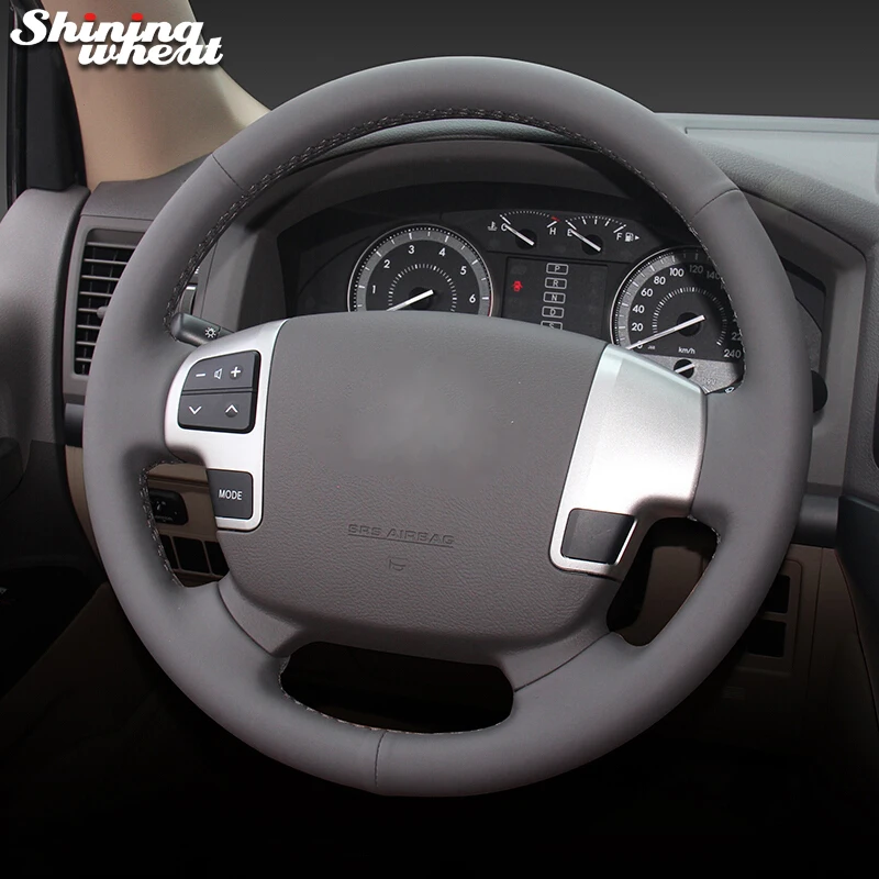 Shining wheat Dark gray Leather Car Steering Wheel Cover for Toyota Land Cruiser 2008-2015 Sequoia 2008-2011 Tundra 07-2011