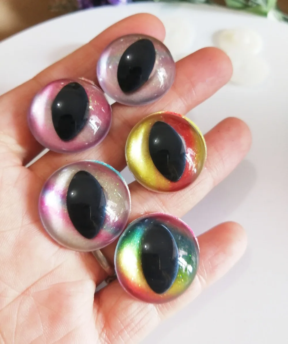 10pcs/lot-- mixed color 25mm plastic clear safety toy cat eyes +new rainbow fabric + hard washer for plush  doll findings--RC