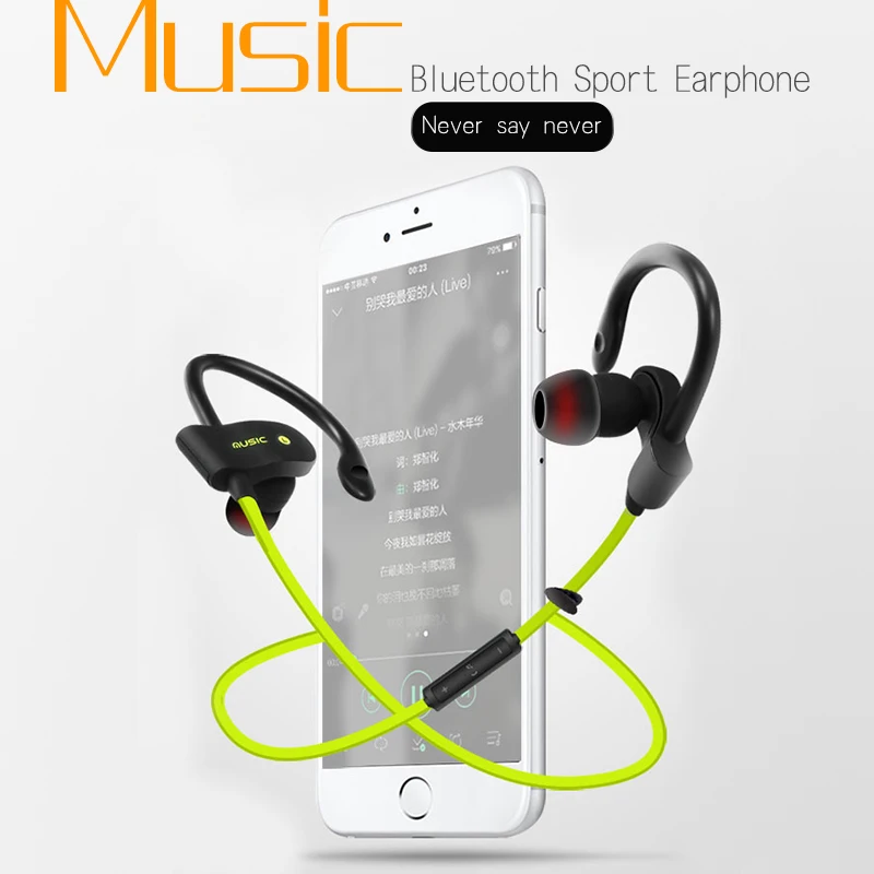 Bluetooth v4.1制汗ヘッドセット,マイク,イヤーフック,2つのデバイス接続,ノイズキャンセル