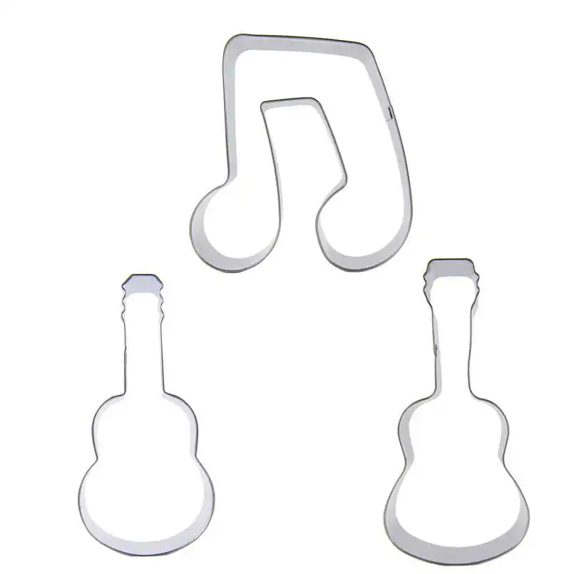 3 pcs Musical note Guitar Cello Stainless steel Cookie cutter biscuit embossing machine Chocolates Pastry Cake decorating tools