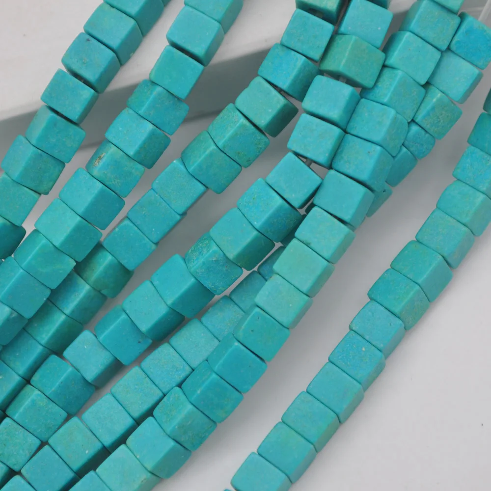 4MM Green Turquoise Cube Loose Beads Strand Jewelry For Woman Gift Making C206