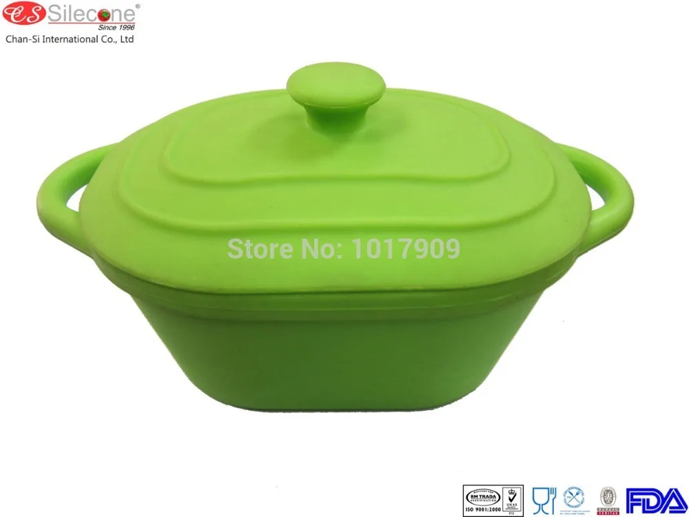 

0 CSRCP-L 1300ml New green or orange food vegetable silicone cookware rectangle big silicone steamer bowl