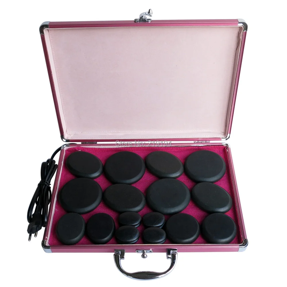 HOT! 20pcs/set body massage stone set hot stone with 220V heater box CE and ROHS