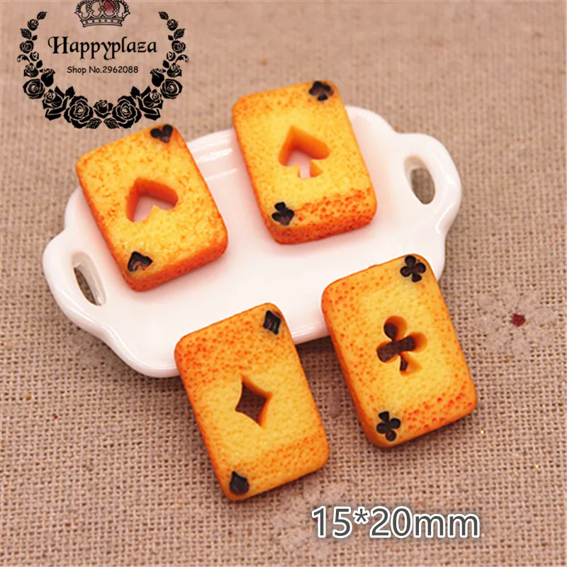 10pcs 15*20mm Resin Poker Shape Bread Simulation Food Art Flatback Cabochon DIY Craft Decoration Accessories