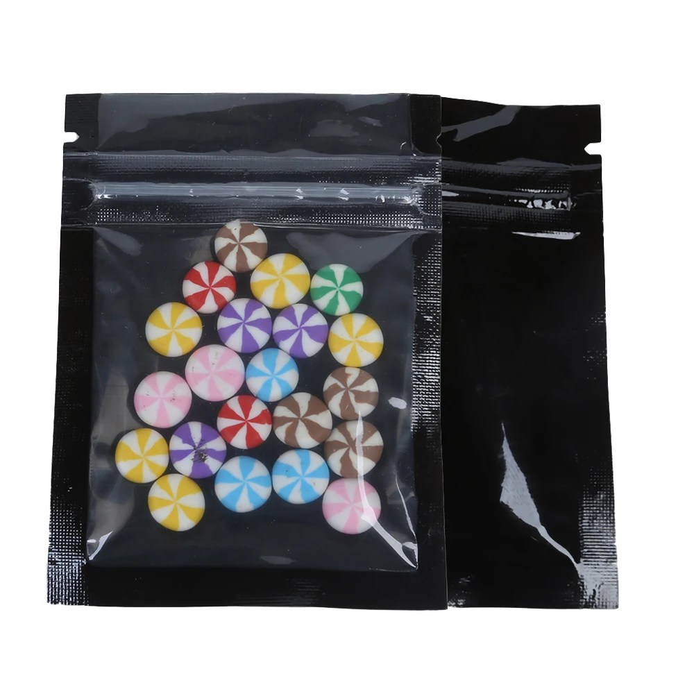 Custom Logo Printed Ziplock Bag 6.5x9cm Small Size Smell Proof Reclosable Flat Packing Pouches Glossy Black Mylar Packaging Bags