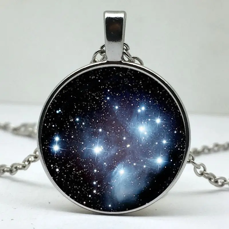 2018 new Handcrafted Pleiades star cluster pendant Universe Galaxy necklace Space Jewelry Black Blue Silver Plated pendant