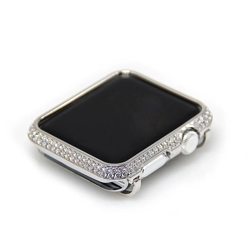 18kt Bling Platinum Crystal Rhinestone Diamond Jewelry Case Bezel Cover for Apple Watch 38mm 42mm 40mm 44mm