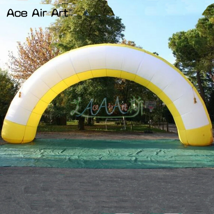 7m W Semicircular Yellow and White Inflatable Arch Promotion Festival Entrance Archway Gate with Bigger Legs for Sale