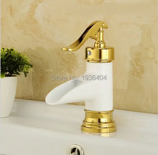 Single Tap Bathroom  Archaize copper faucet basin faucet deck mounted Grilled white paint hot and cold mixer taps W3025