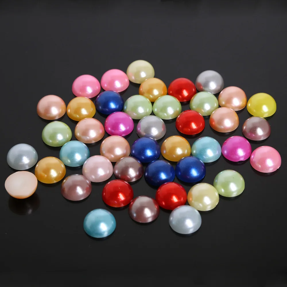 20-1000PCS Mix 37Colors Pearl Imitation Half Cabochon Flat Garment Decor Heart Flower ABS Beads Supplies DIY Sewing Accesories