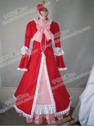 Black Butler Kuroshitsuji Elizabeth Midford Liz Red Lolita Long Dress Anime Cosplay Costume 11