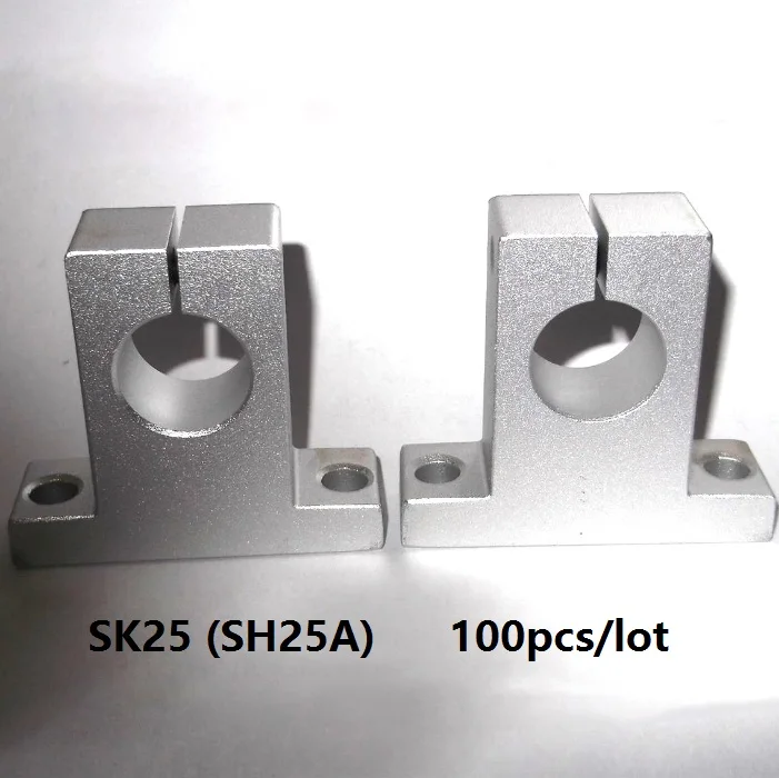 100pcs/lot SK25 SH25A inner diameter 25mm shaft Linear rail shaft support bearing XYZ Table CNC router 3D printer parts