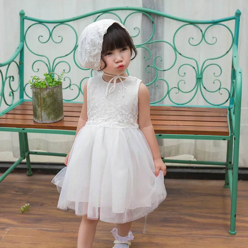 0-24 Month Fashion Baby Girl Dresses with Hat Beige Formal Party Wear Vestido  Summer Toddler Baby Girls Clothes RBF174028