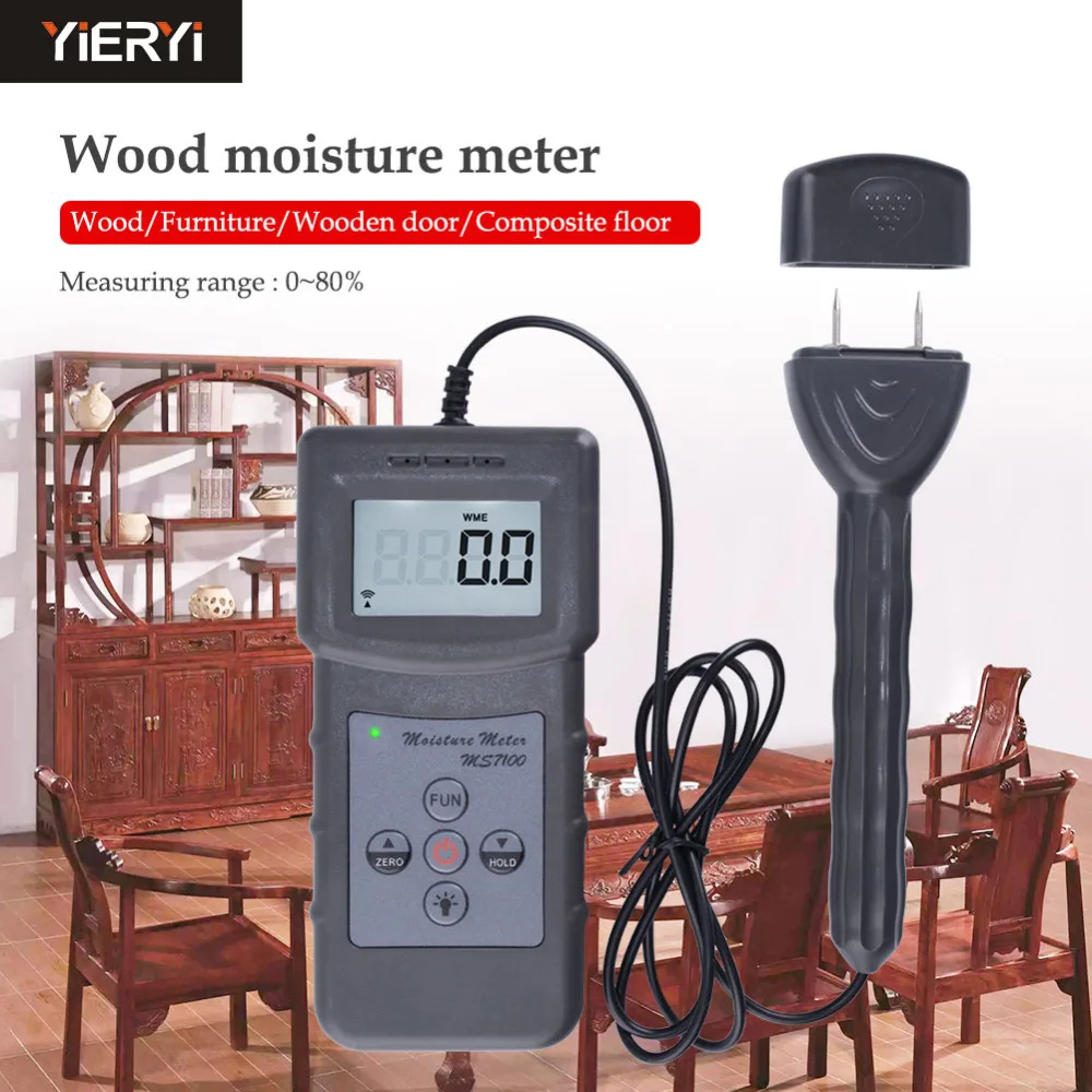 

MS7100C Wood Moisture Meter Portable Digital LCD Display Needle Moisture Analyzer Humidity Meter Humidity Meter