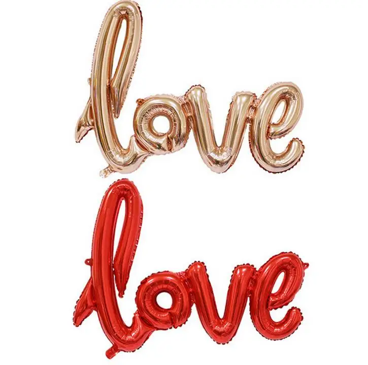 Ligatures LOVE Letter Foil Balloon Anniversary Wedding Valentines Party Decoration Balloon Red Champagne Free Shipping