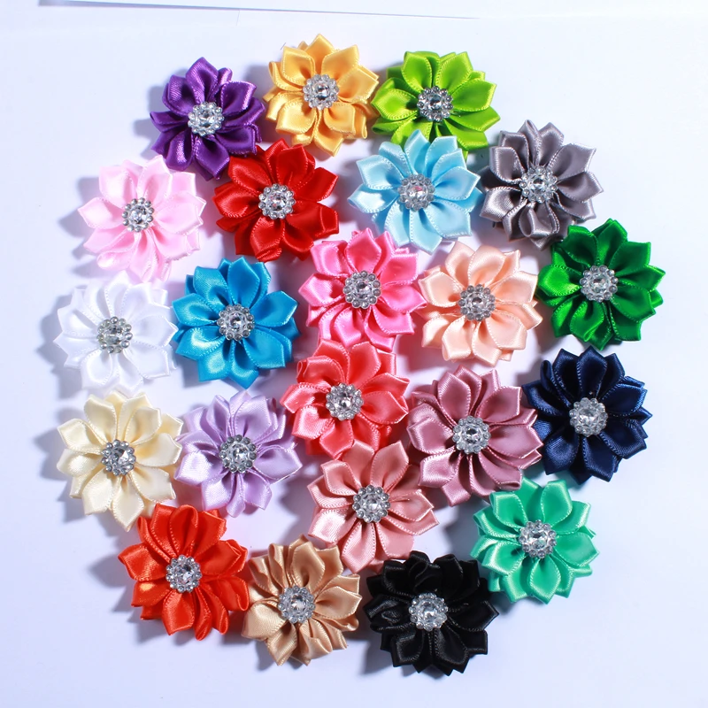 120PCS 4CM Artificial Flower Bouquets Rhinestone Flower DIY Flowers Home Decoration Hair Accessories For Headband