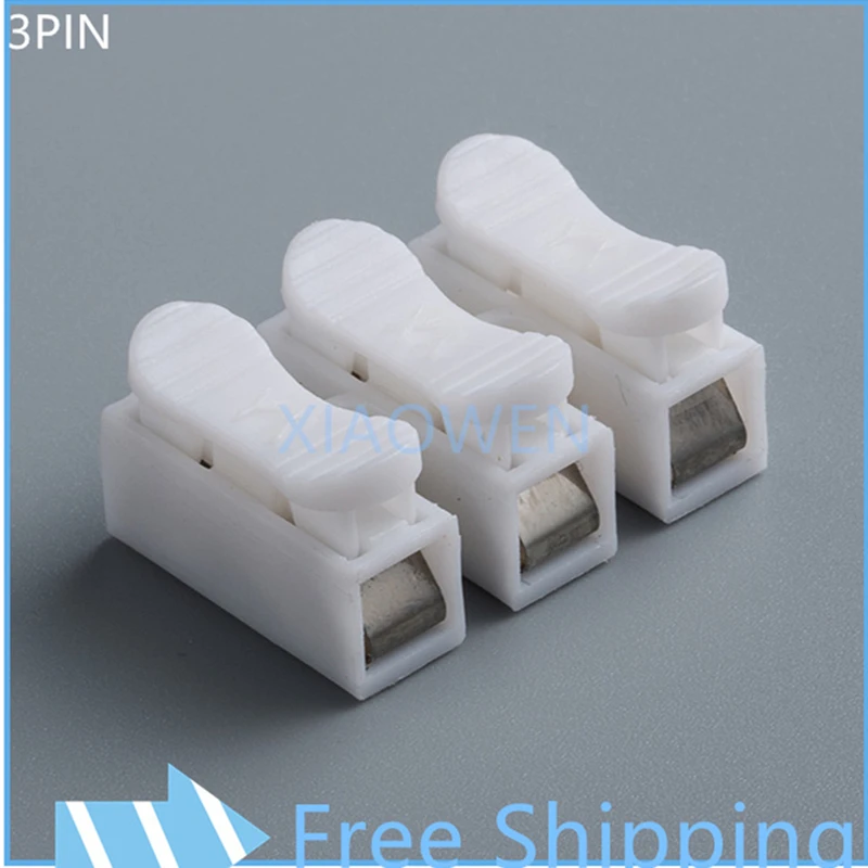 

Electrical wire connectors100Pcs CH-3 3Pin fast terminal wire connector press type 3 bit butt LED lamps and lanterns