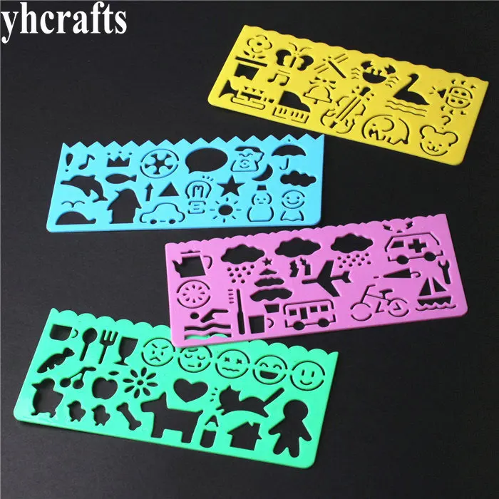 4PCS/LOT,Plastic draw  stencils Paint template Early educational toys Kindergarten arts and crafts rules scrapbooking kit,gifts