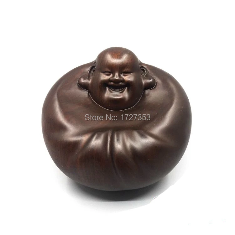 Fine ebony, wood carving, roly-poly Buddha, not fall Buddha Maitreya ornaments, lucky, high-end gifts, for security and peace~