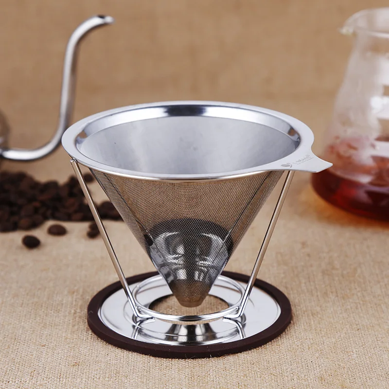 Stainless Steel Cup Mesh Filter Drainer Coffee Dripper Double Layer Paperless Home Kitchen Coffee Coffee Brewing Helper 1pcs