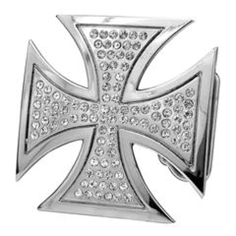 Womens Encrusted CZ Jeweled Maltese Cross Gothic Belt Buckle