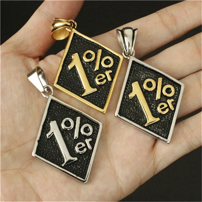 1pc Newest Biker Golden Silver Color 1% Pendant 316L Stainless Steel Polishing Hot Pendant