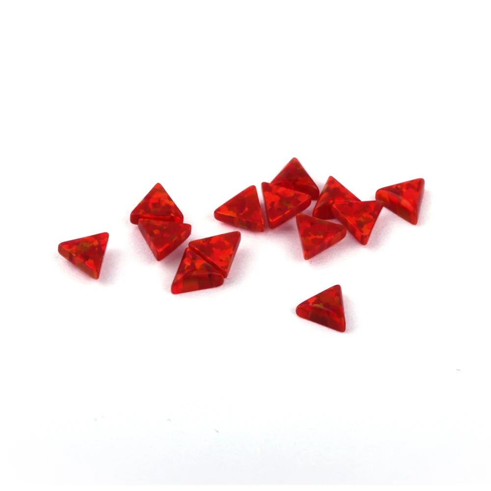 

Free Shipping 50pcs/lot OP45 Triangle Cabochon Flat Bottom Synthetic Fire Opal Stone for DIY Jewelry