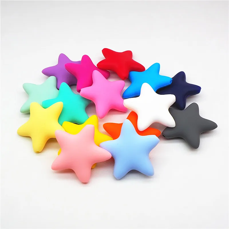 

Chengkai 10pcs Silicone Star Beads DIY Baby Rattle Pacifier Dummy Teether Jewelry Toy Making Big Star Beads bpa free